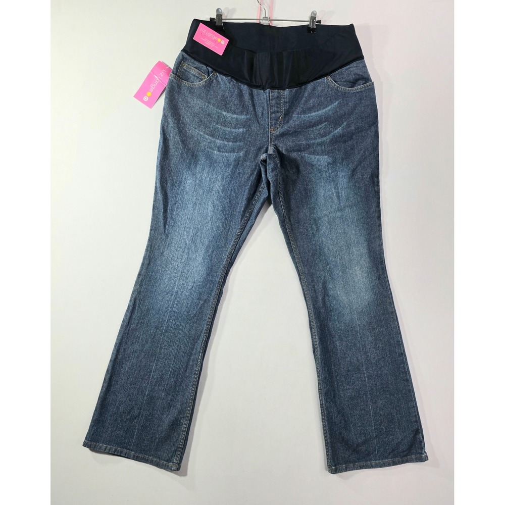 Liz Lange Target Maternity Jeans Blue Straight Leg Belly Panel Size 14 NWT